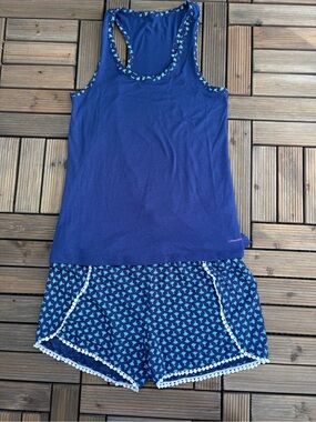 Catherine Malandrino Navy Blue Tank & Printed Short Set